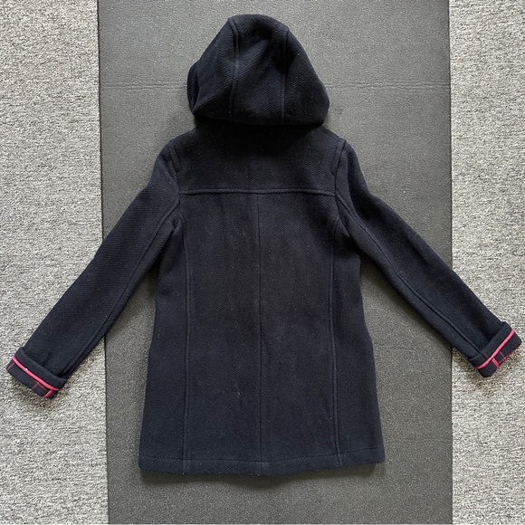 Topshop Hooded Wool Coat Women Size 2 XS Dark Blue Toggle Coat - Picture 8 of 12